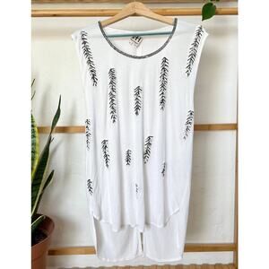 Haute Hippie Sleeveless Embellished Feather Dagger Long Top